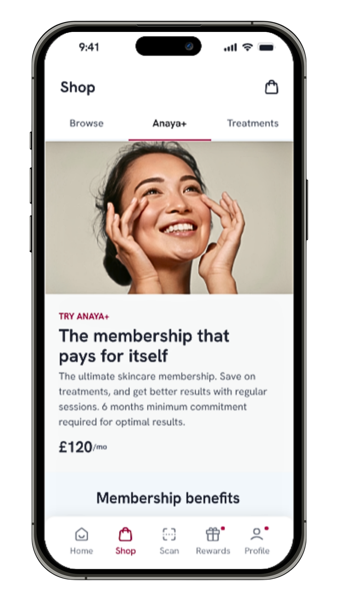 Vexaapp membership screen inside the patient app